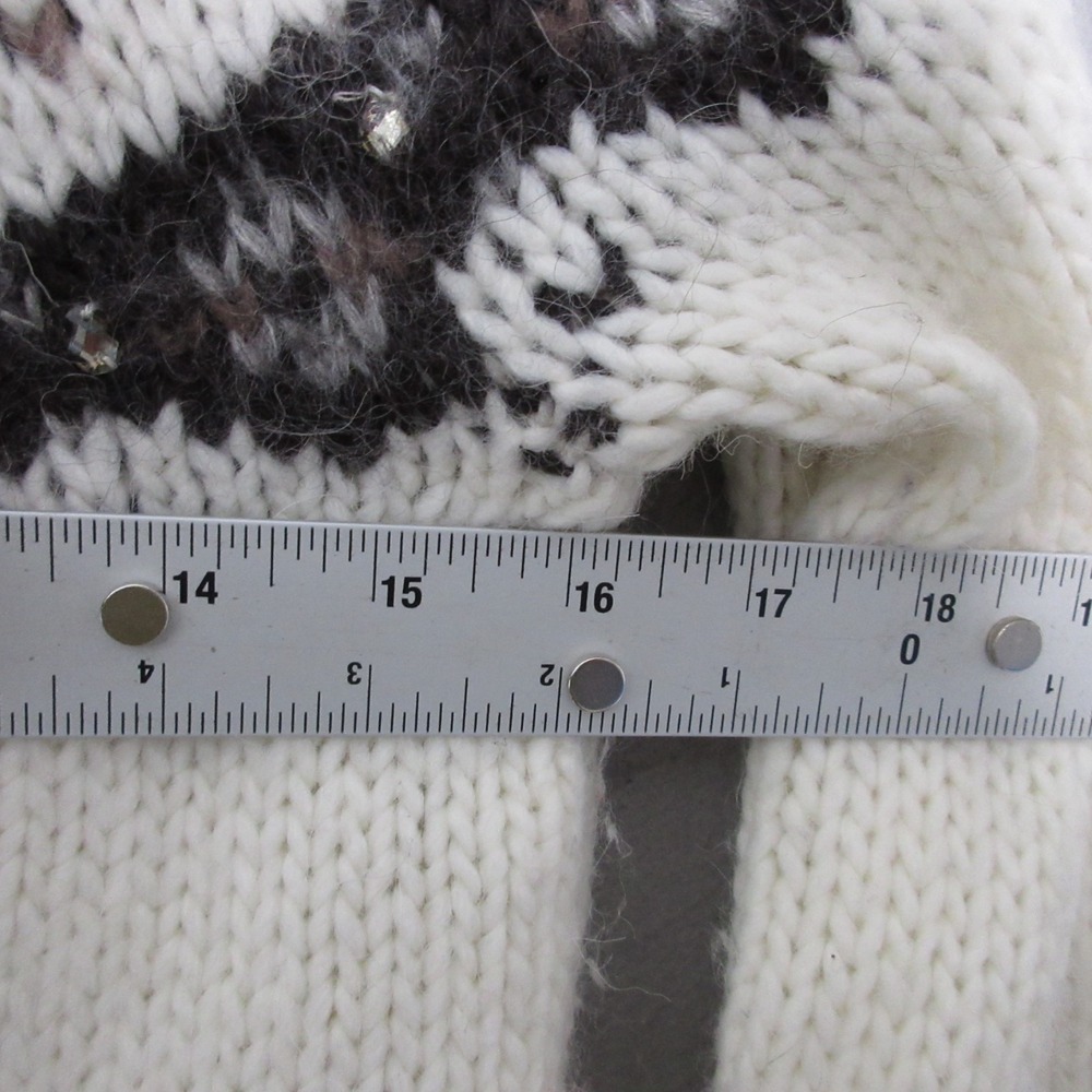 LOFT Sweater XS Fair Isle Fisherman Embellished Beaded Wool Alpaca Blend Nordic - Picture 5 of 9